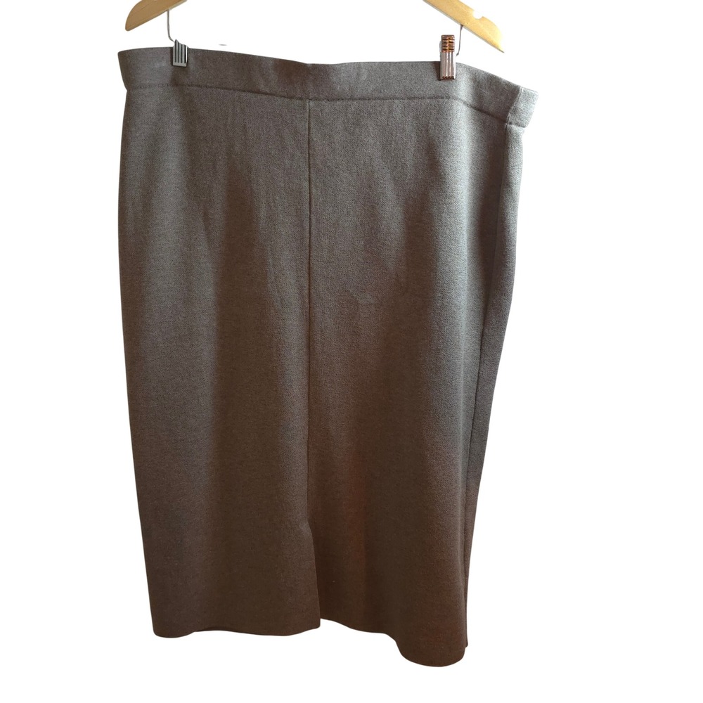 J.Jill XL Mocha Heather Knit Pencil Skirt‎ Stretch Pull-On Soft Workwear Classic